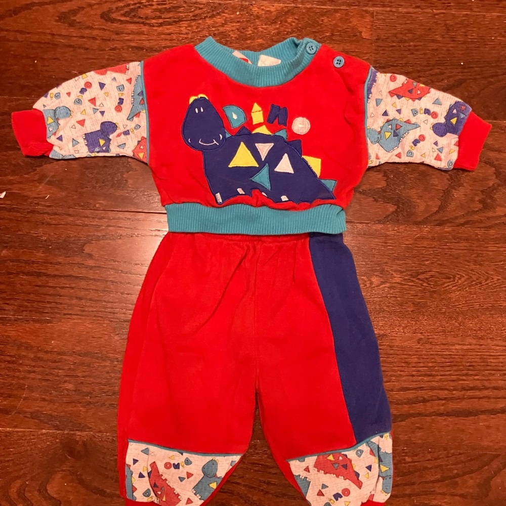 Vintage Hush Puppies Baby Boy Dino Jogger Set 6-9 mo